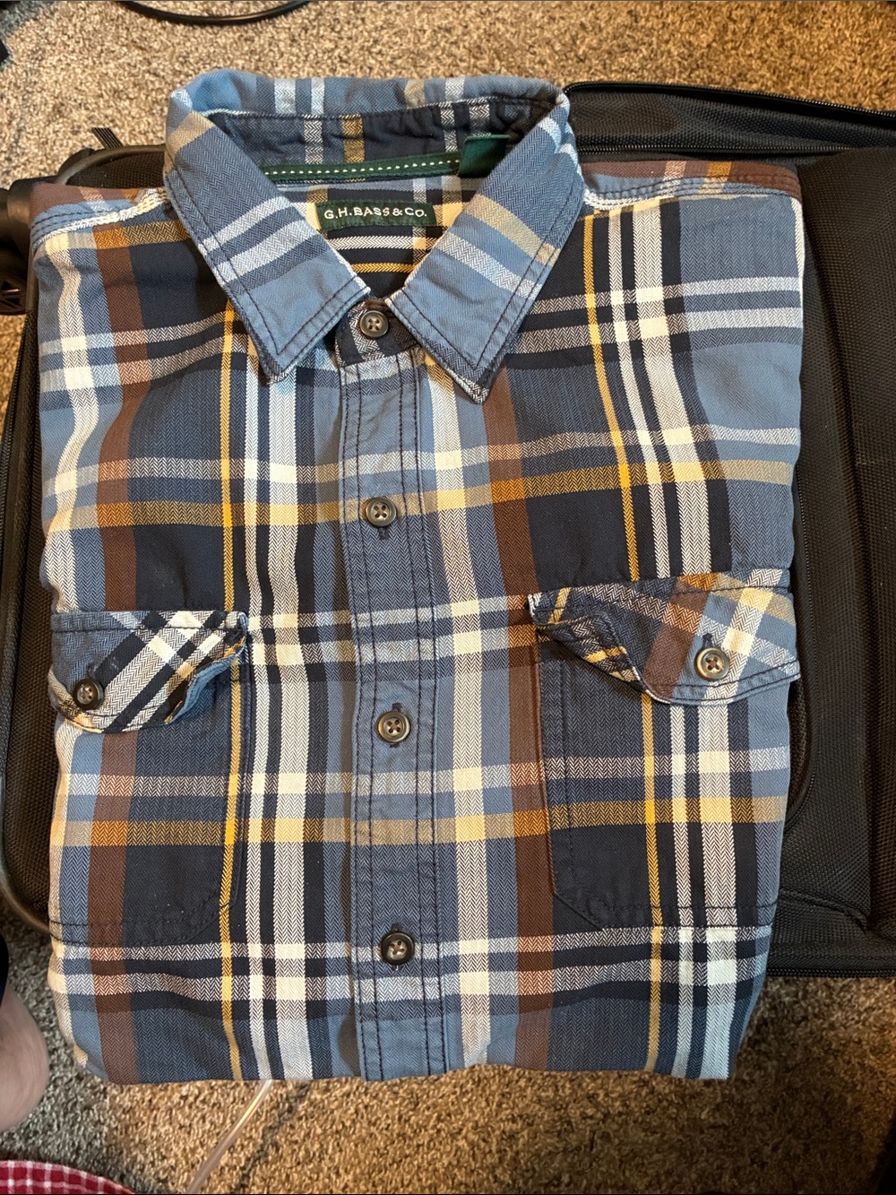 G.H. Bass & Co. Blue and Brown Plaid Button-Down Shirt